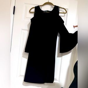 Pre-worn Lauren Ralph Lauren bell sleeve, peekaboo shoulder black dress